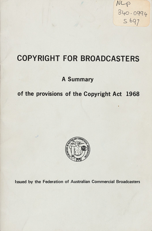 Front cover of a book titled 'Copyright for broadcasters'.