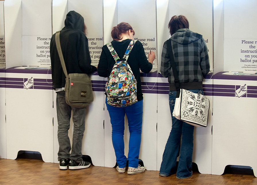 People voting in a federal election.