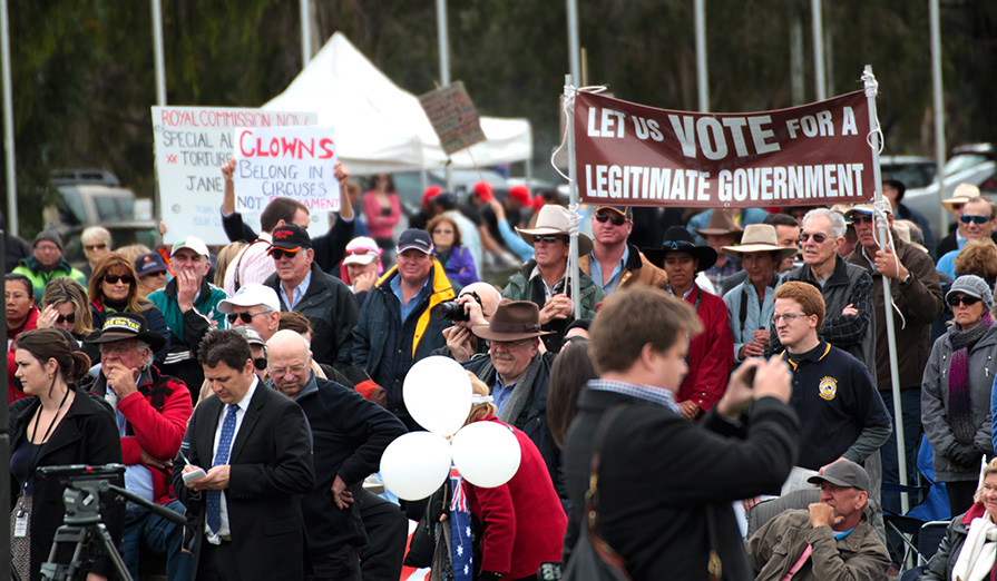 A protest at Australian Parliament House.