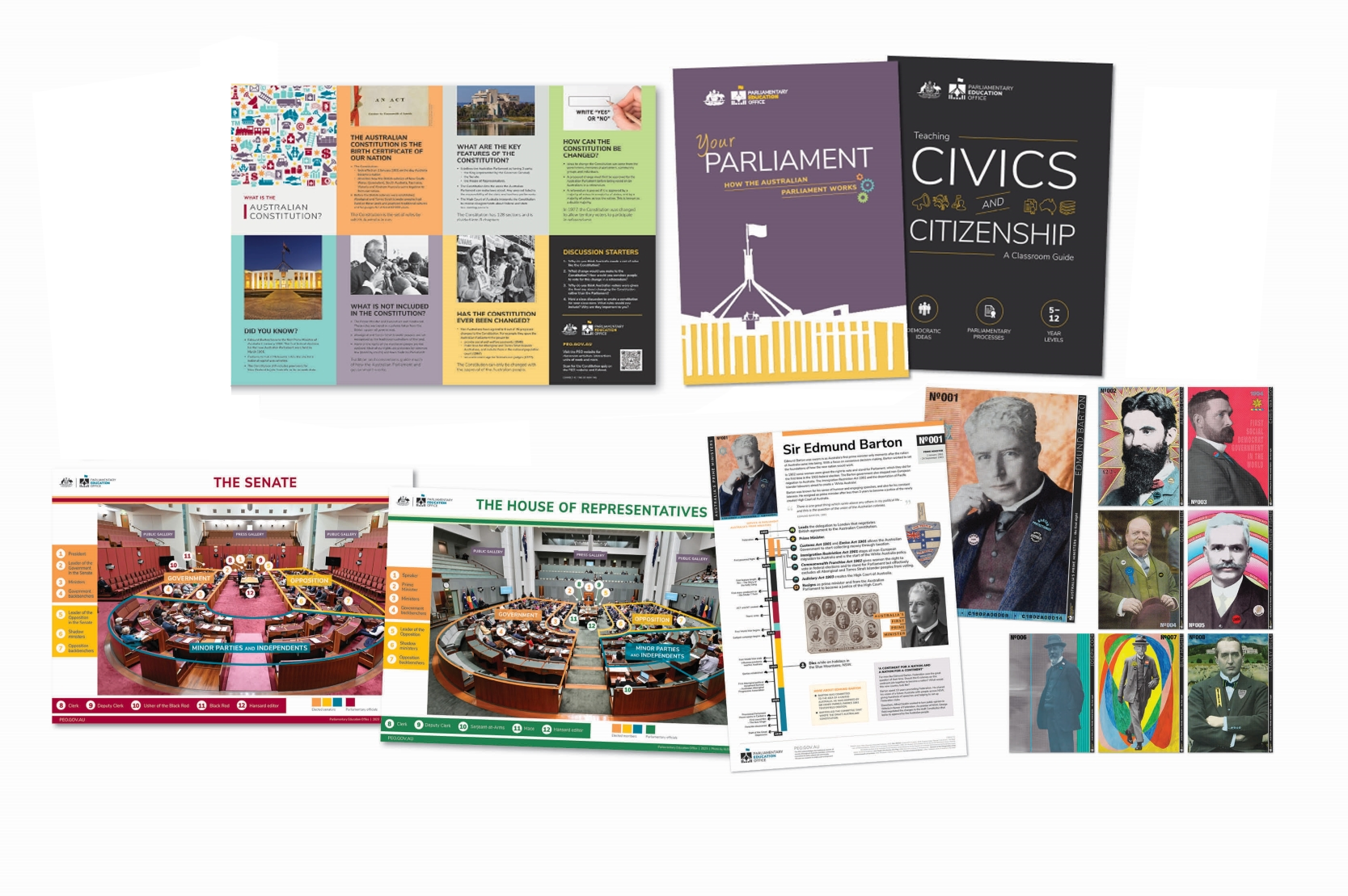 11 different posters and 2 A4 booklets.