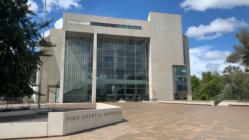 Main entrance to the High Court of Australia building. 